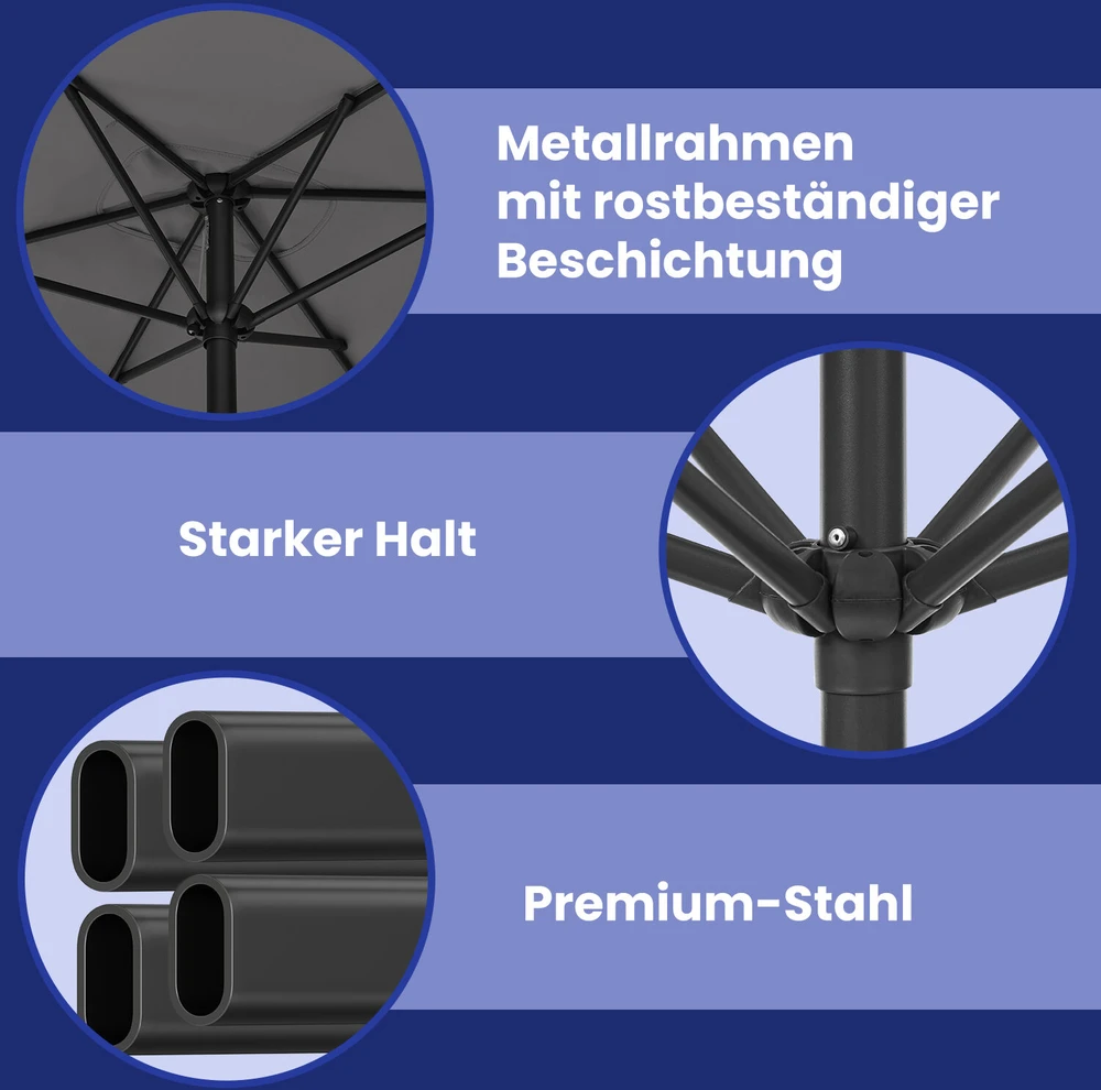 Songmics Stačiakampio formos balkono skėtis 200 x 150 cm, UPF 50+ apsauga nuo saulės