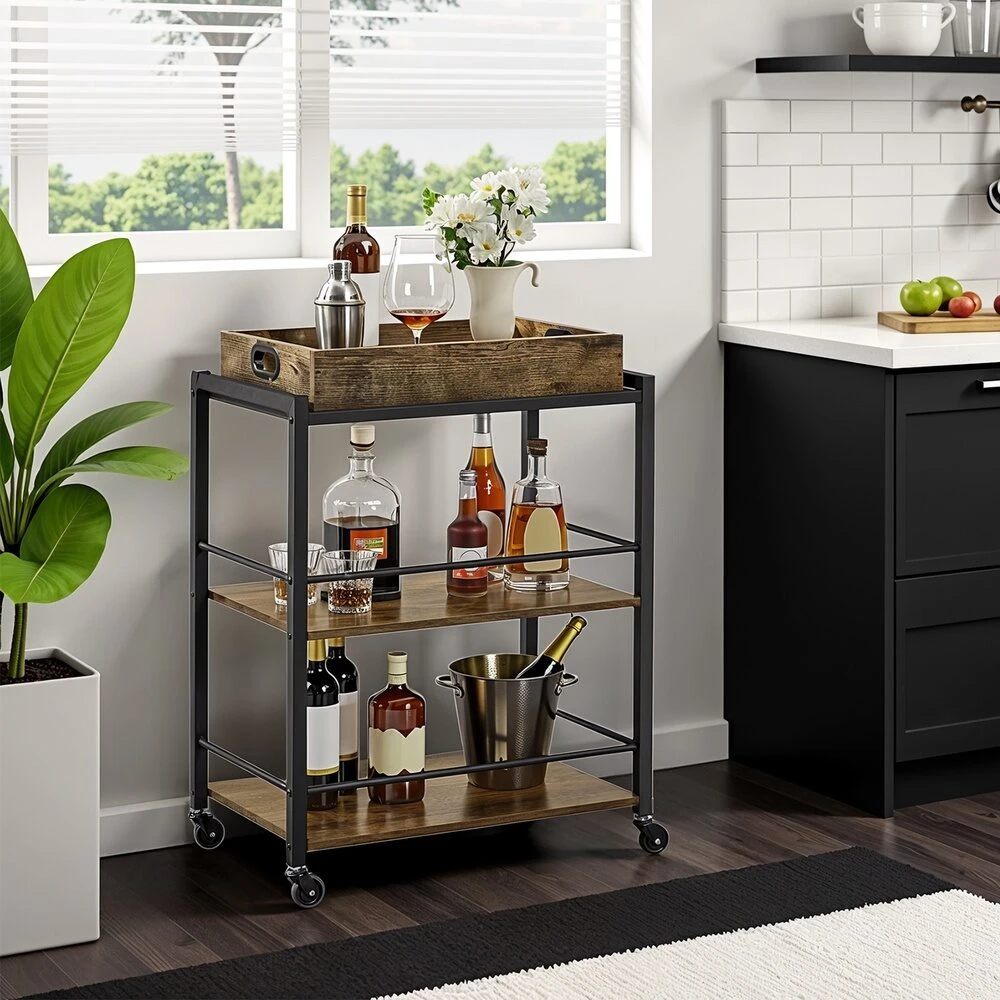 Songmics Virtuvės vežimėlis su padėklu 65 × 40 × 86 cm
