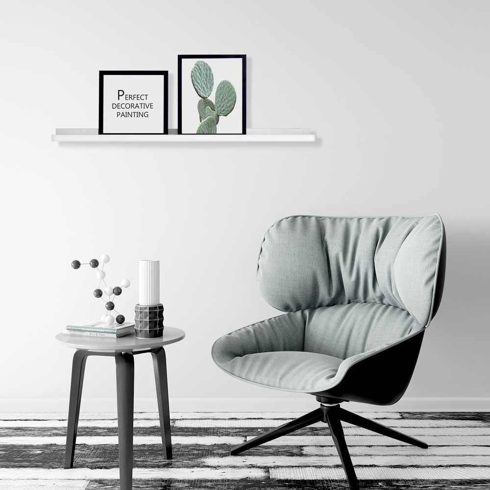 Songmics Plūduriuojantis paveikslų turėklas baltos spalvos