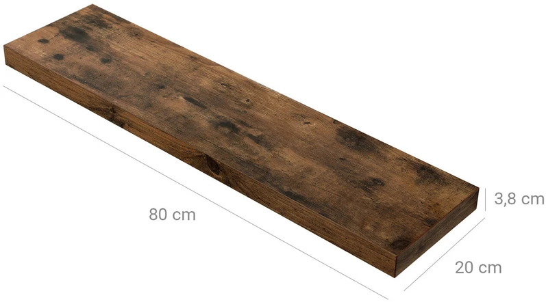 Songmics Vasagle Sieninė lentyna 80 cm medžio išvaizdos vintage