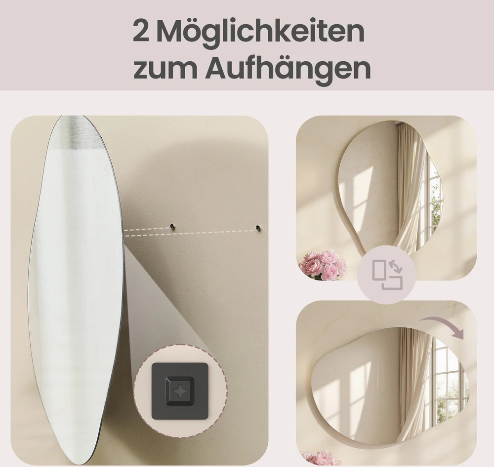 Songmics Sieninis veidrodis 60 x 45 cm