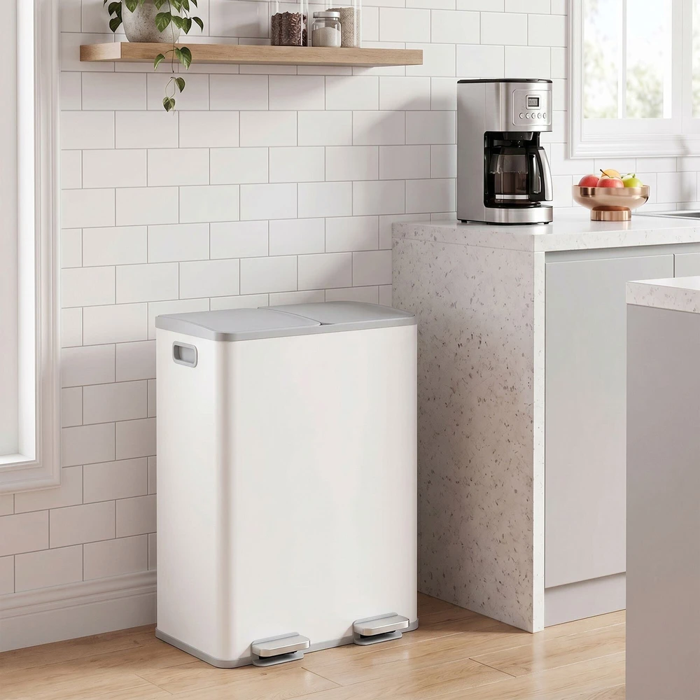 Songmics Šiukšliadėžė 2 x 30 l, 2 skyrių