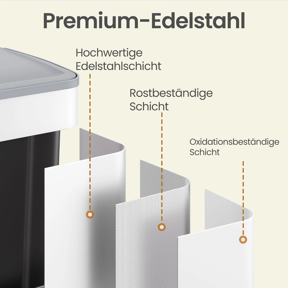 Songmics Šiukšliadėžė 2 x 30 l, 2 skyrių