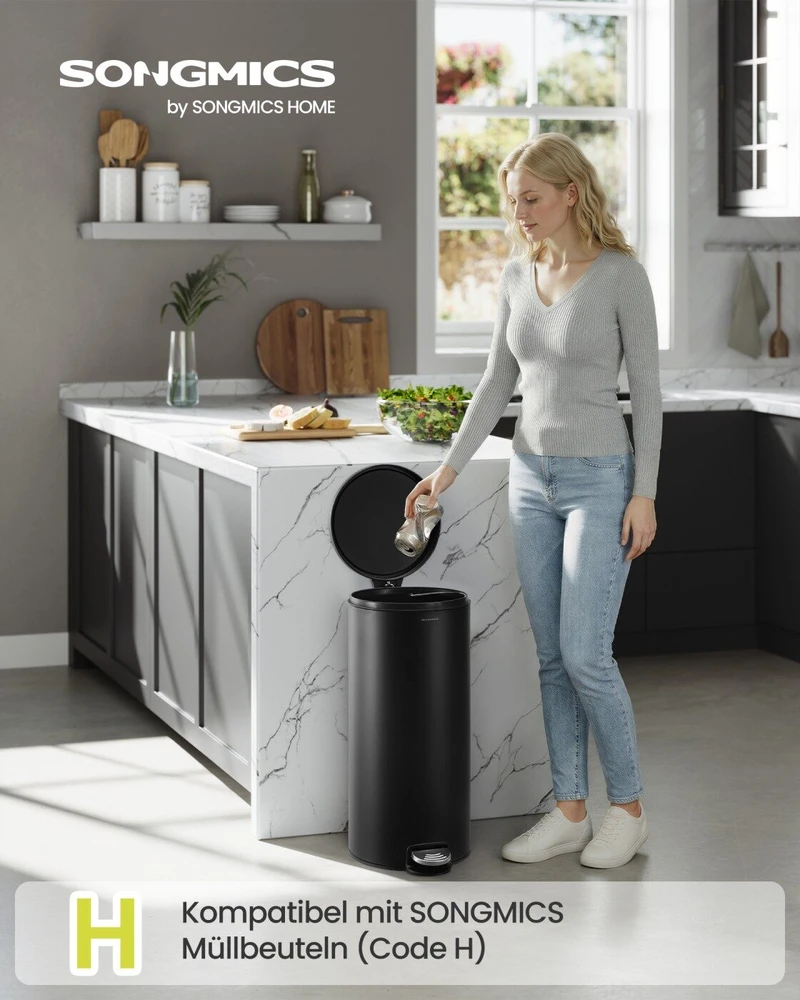 Songmics Šiukšliadėžė 30 l