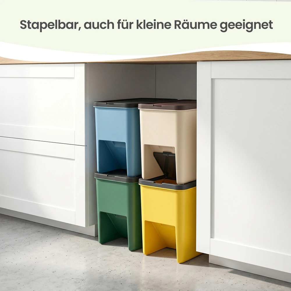 Songmics Atliekų rūšiavimo konteinerių rinkinys 4x20 L