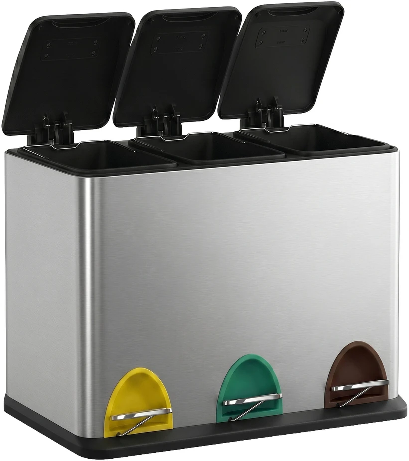 Šiukšliadėžė Songmics 3 x 8 L, nerūdijantis plienas