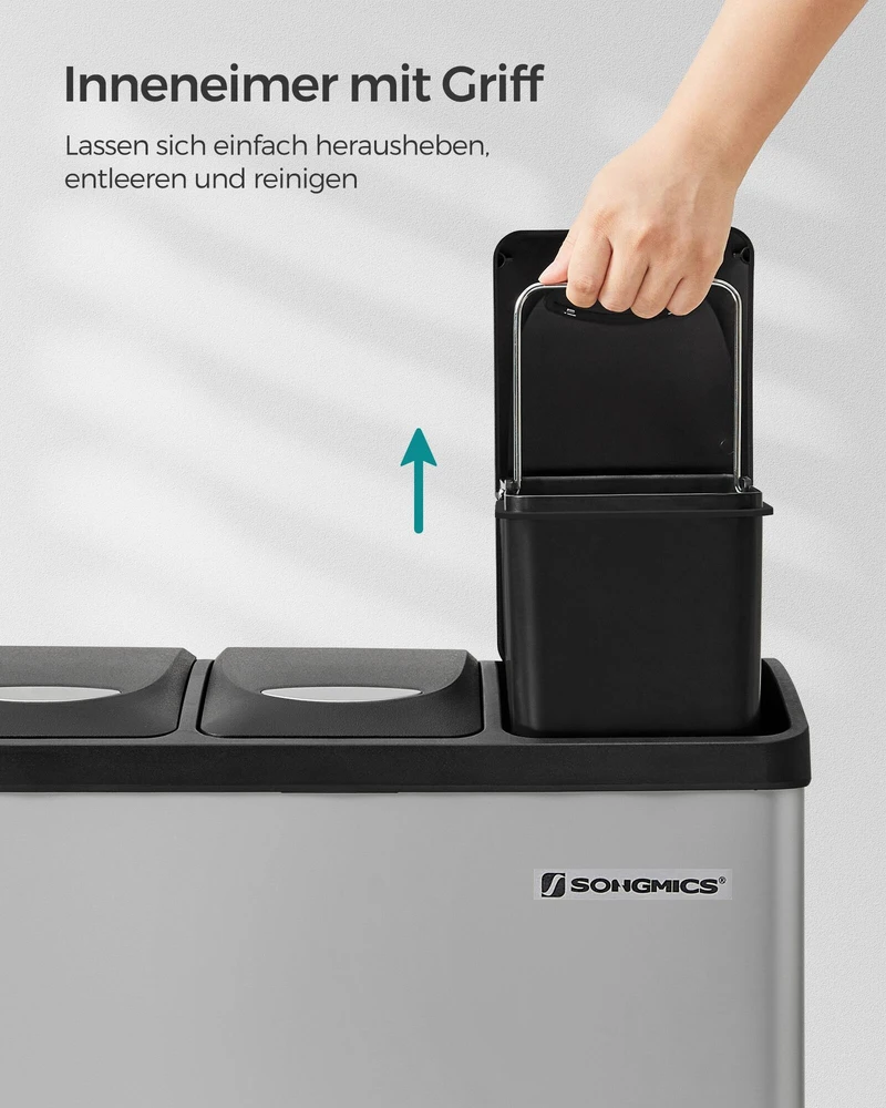 Songmics Virtuvės atliekų dėžė 3 x 8 litrų