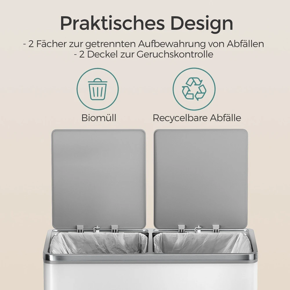 Songmics Pedalinė šiukšliadėžė su 2 skyriais