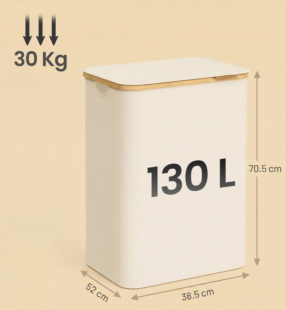 SONGMICS skalbinių krepšys, skalbinių surinkėjas su dangčiu, 130 l