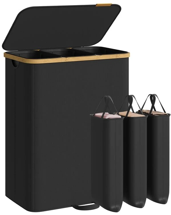 Songmics Skalbinių krepšys 170 l juoda