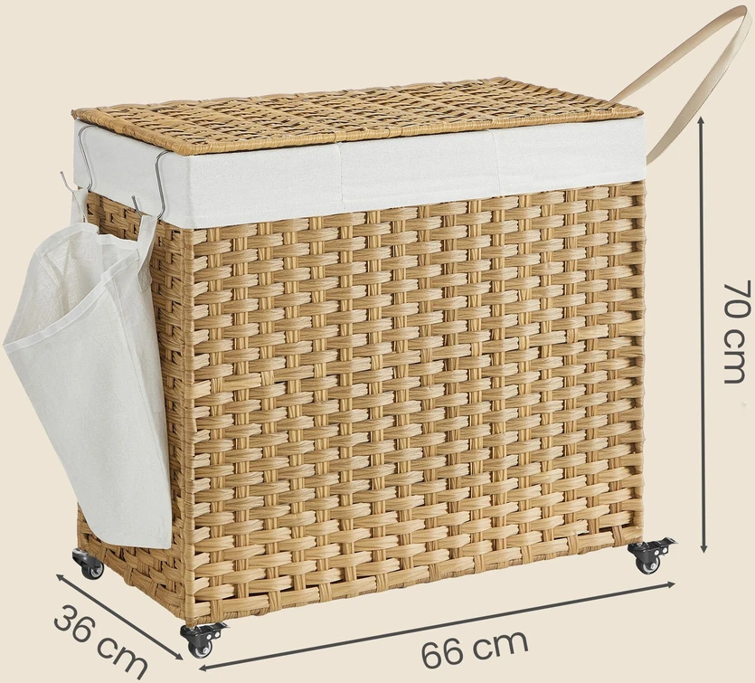 Songmics Skalbinių dėžė su nuimamu dangčiu, 70x36x66 cm