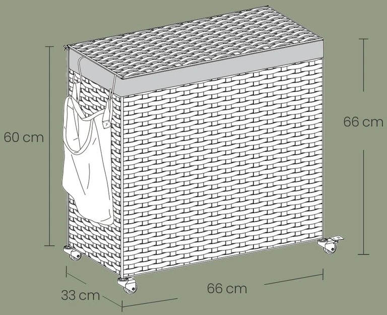 Skalbinių dėžė SONGMICS 66x33x60 cm su 3 skyriais