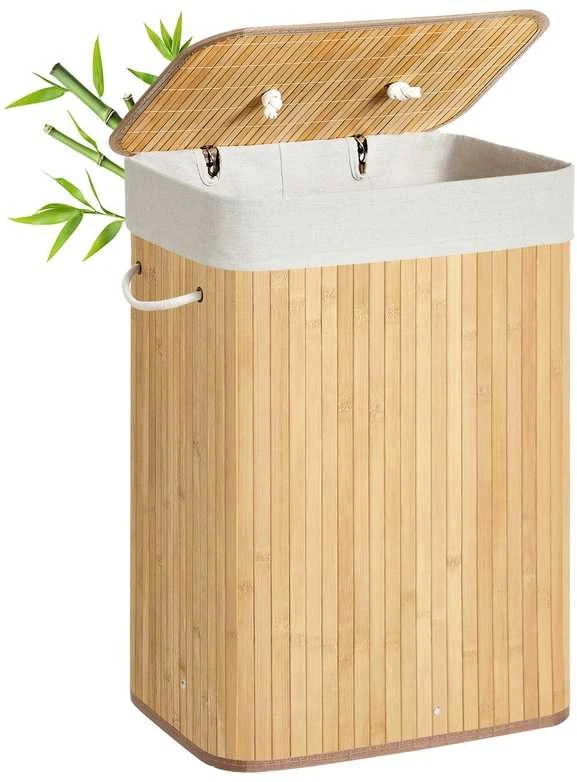 Songmics Bambuko skalbinių dėžė 72 L