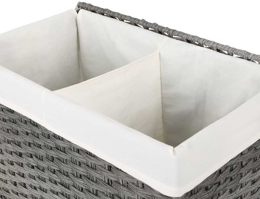 SONGMICS skalbinių krepšys su dangčiu, 110 l, 2 skyriai, 57 x 33 x 60 cm, ULCB52WG