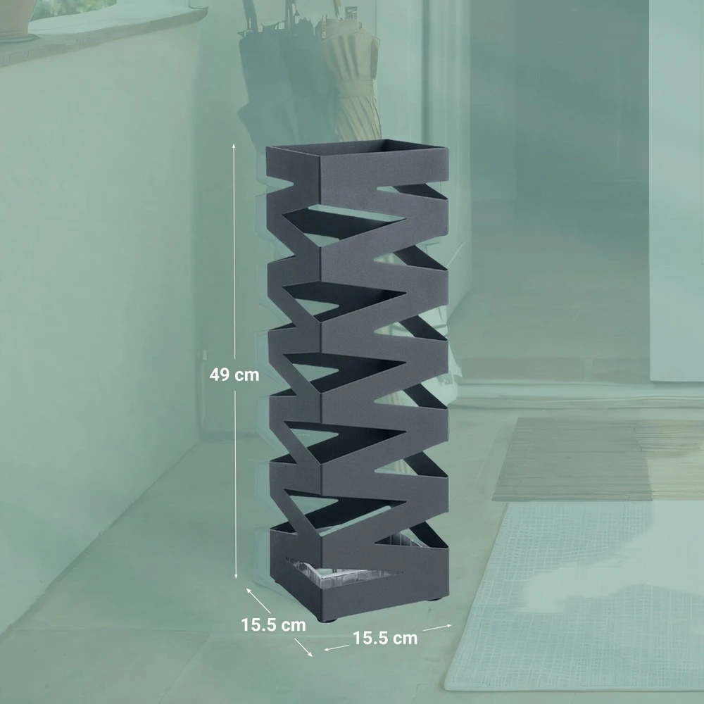 Songmics Skėčių stovas, metalas, 15.5x15.5x49 cm, pilka
