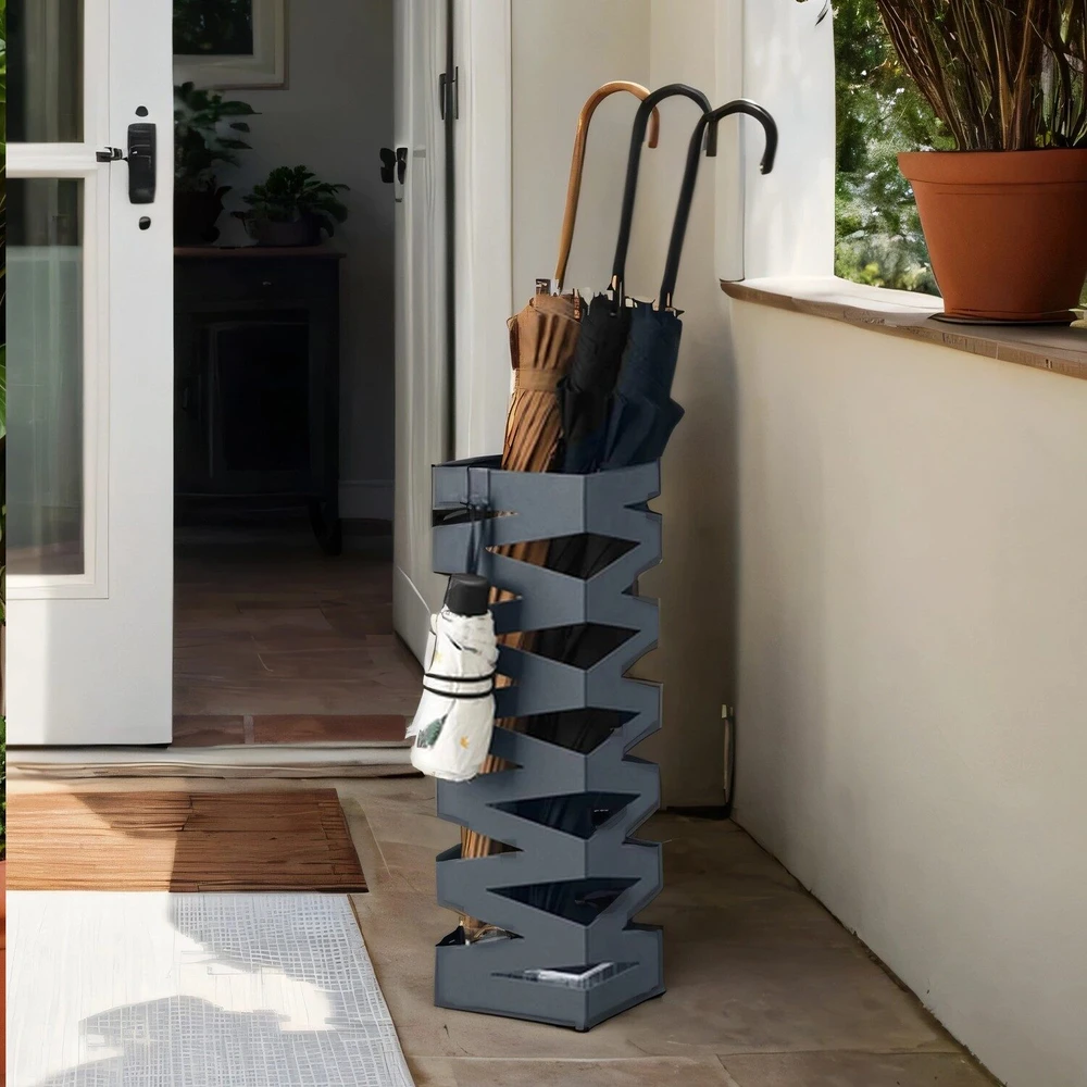 Songmics Skėčių stovas, metalas, 15.5x15.5x49 cm, pilka