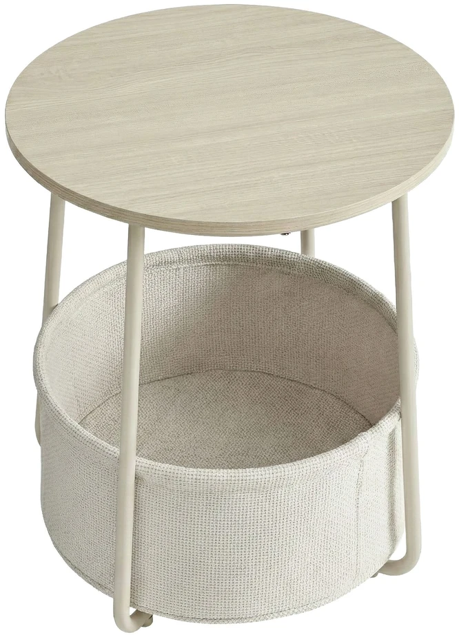 Songmics Apvalus kavos stalelis su medžiaginiu krepšiu, 45 cm skersmens