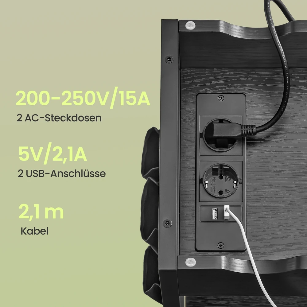 Songmics Kavos staliukas su elektros lizdais ir USB jungtimis