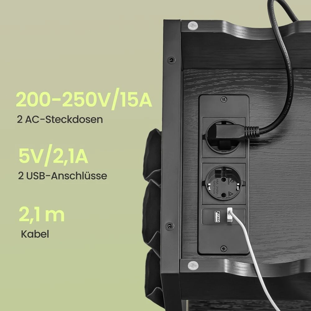 Songmics Kavos staliukas su elektros lizdais ir USB jungtimis