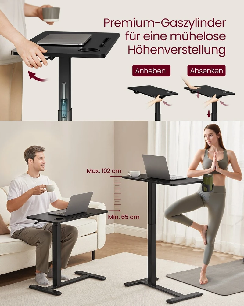 Songmics Reguliuojamo aukščio stalas 70 × 40 × (65–102) cm