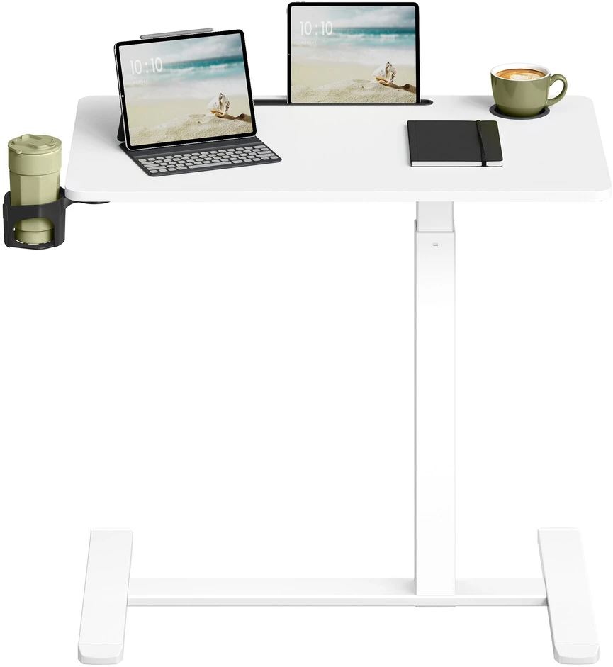 Songmics Reguliuojamo aukščio stalas 80x45x65-102 cm baltas