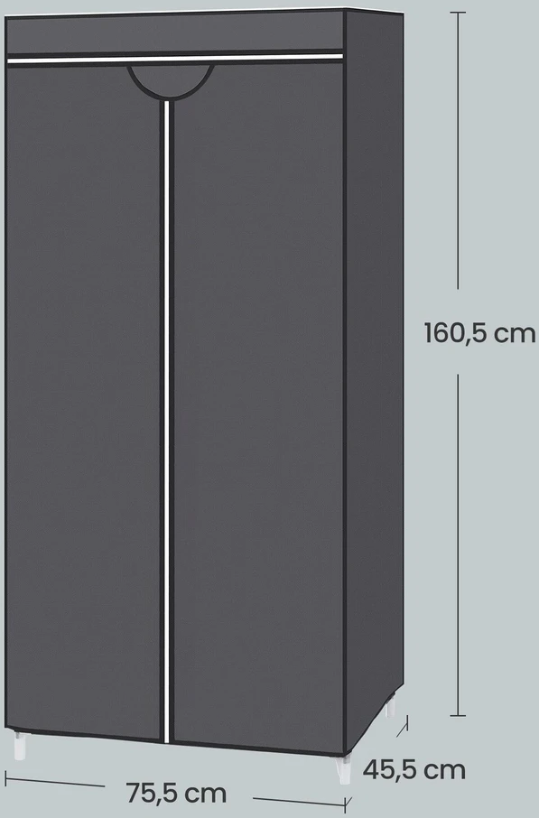 Songmics Audinio spinta su drabužių kabykla 75 x 45 x 160 cm