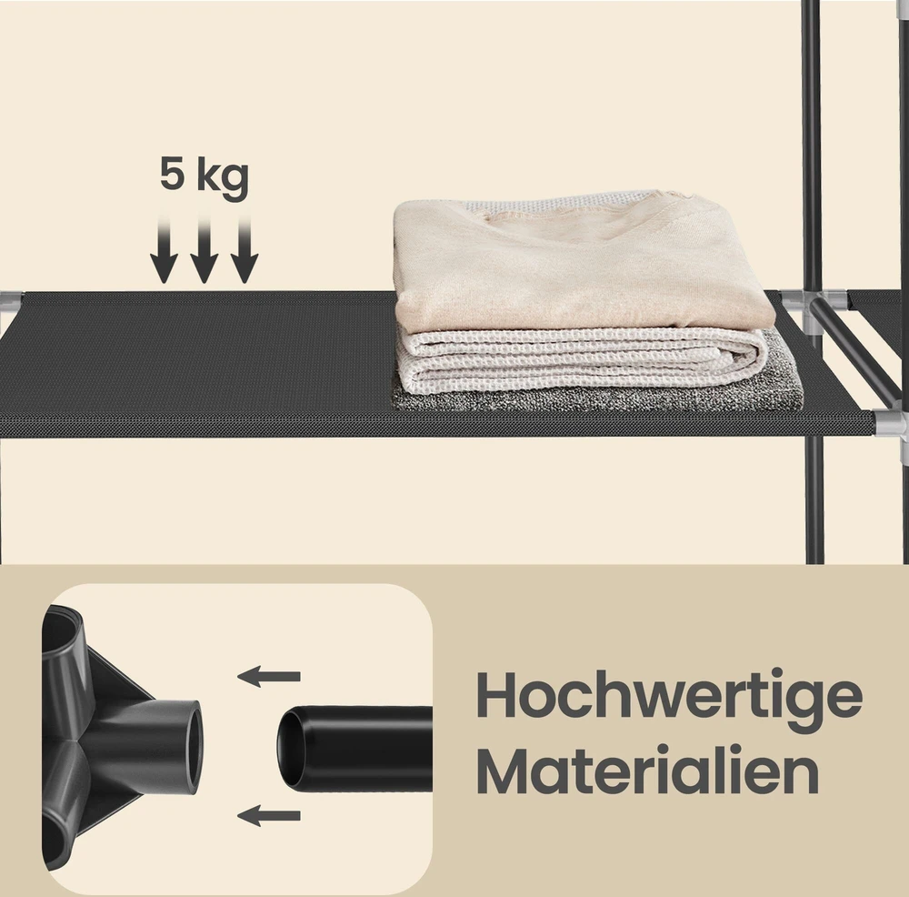 Songmics Sulankstoma spinta 150x175x45 cm su juodu uždangalu