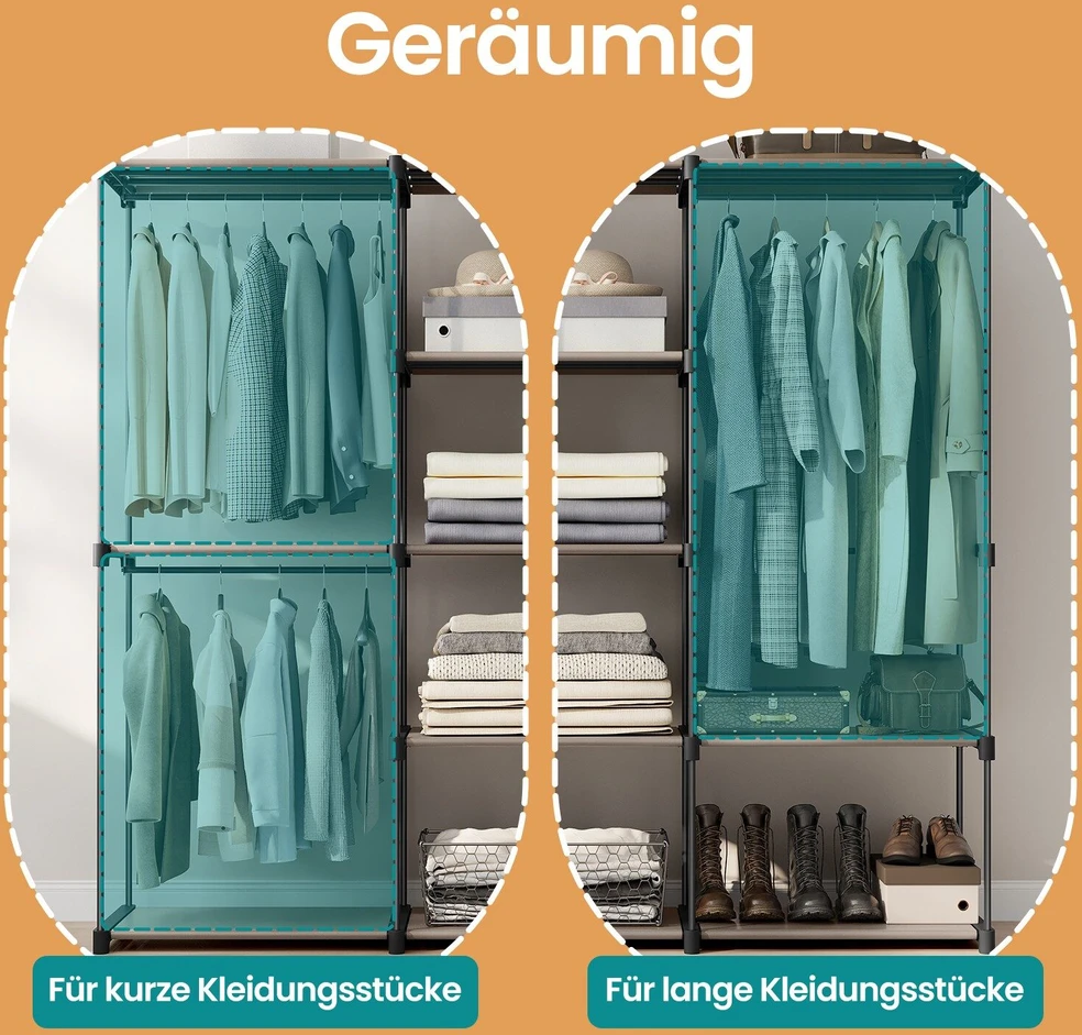 Songmics Kleiderschrank, Kleiderständer, Garderobenständer