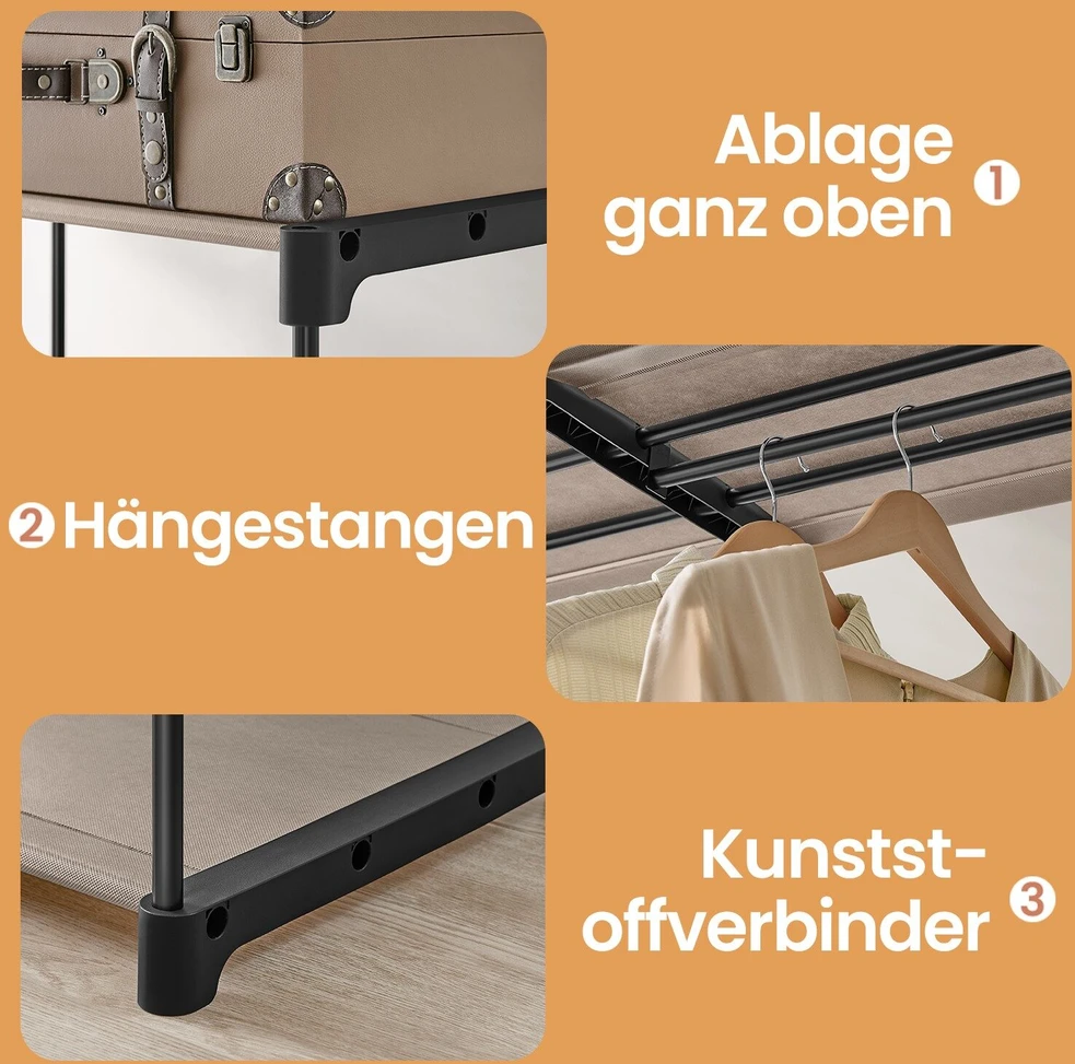 Songmics Kleiderschrank, Kleiderständer, Garderobenständer