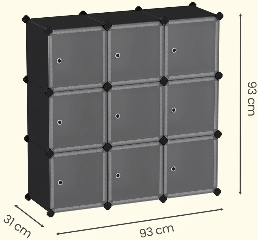Songmics Spintelė 93 x 31 x 93 cm 9 skyreliai