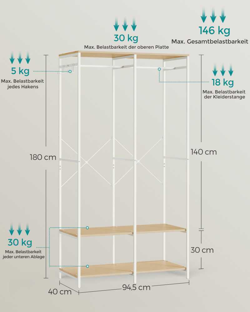 Songmics Spinta, 94.5x40x180 cm, Smėlio