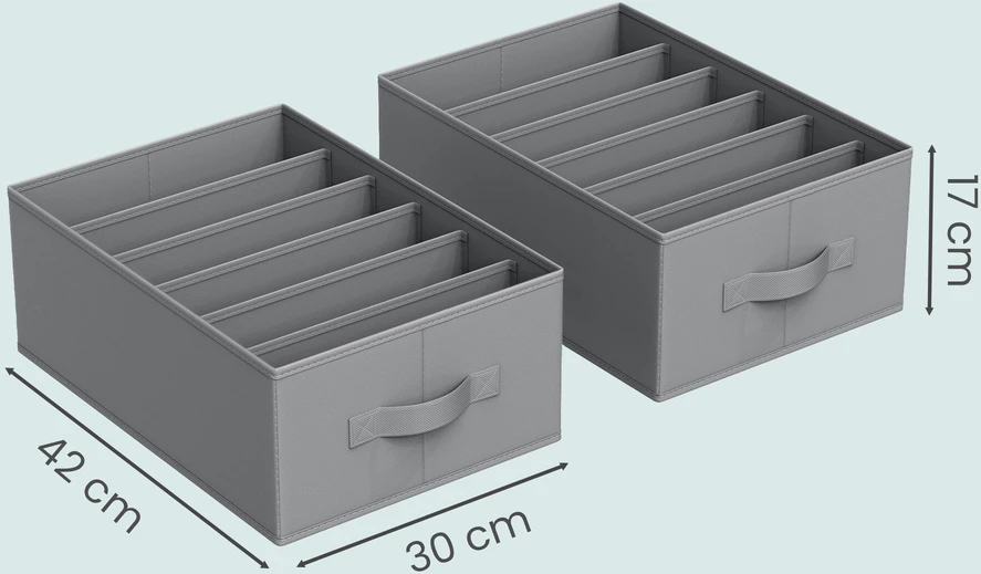 Songmics Spintos organizatorius, 6 vnt. rinkinys, sulankstomi stalčių organizatoriai su 6 skyreliais