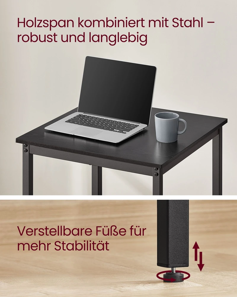 Songmics Vasagle Baro stalas su plieniniu rėmu 60 x 60 x 92 cm juodalksnio juodos-juodos spalvos