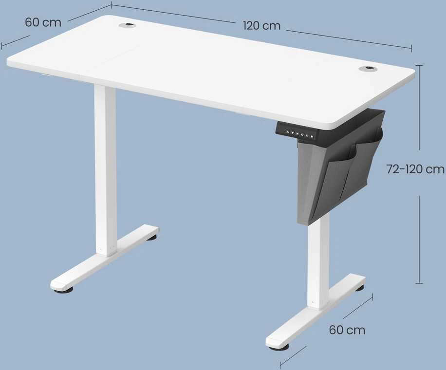 Songmics Stalinio stalo aukštis reguliuojamas 120x60x120 cm, baltas plienas
