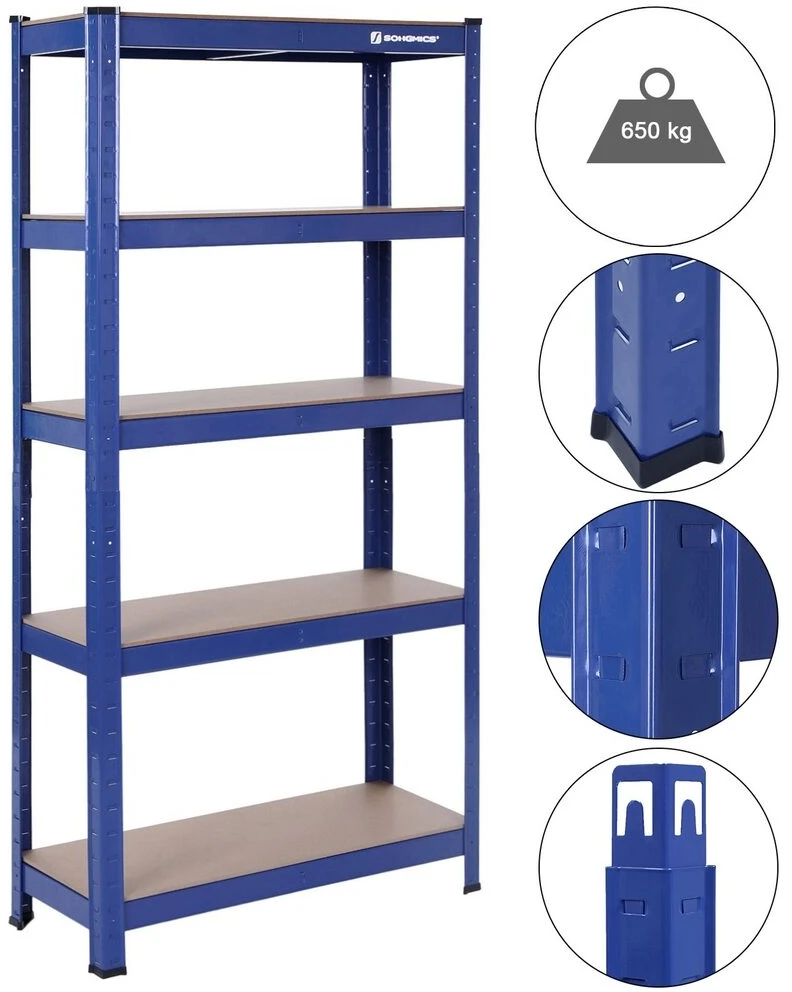 Songmics Didelio atsparumo lentynos 650 kg mėlynos spalvos