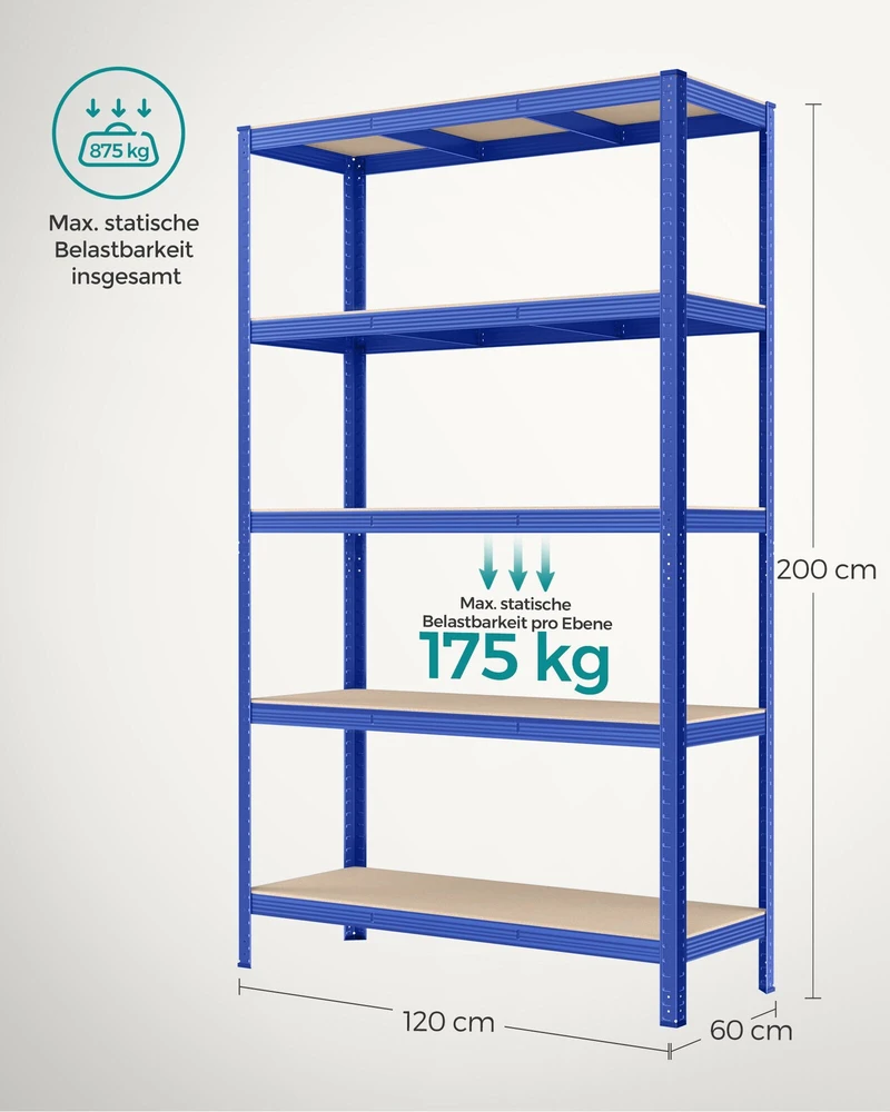 Songmics Didelio atsparumo lentynos gali atlaikyti iki 875 kg apkrovą