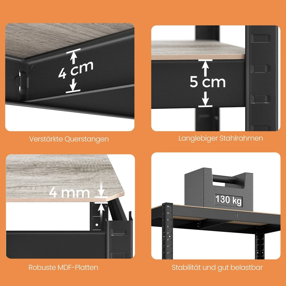 Songmics Stovinti lentyna 40 x 80 x 160 cm su 4 reguliuojamomis lentynomis