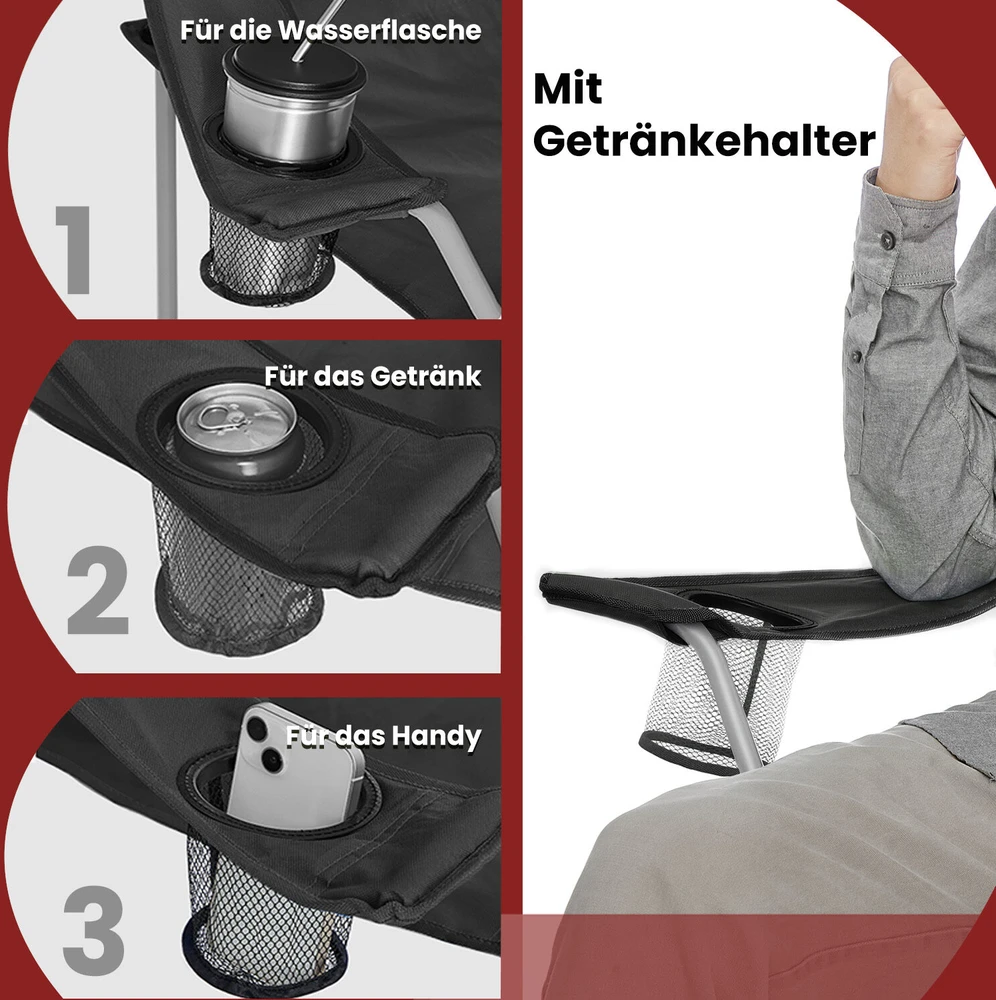 SONGMICS Kempingo kėdės 2 vnt. rinkinys, sulankstomos kėdės lauko naudojimui, su porankiais