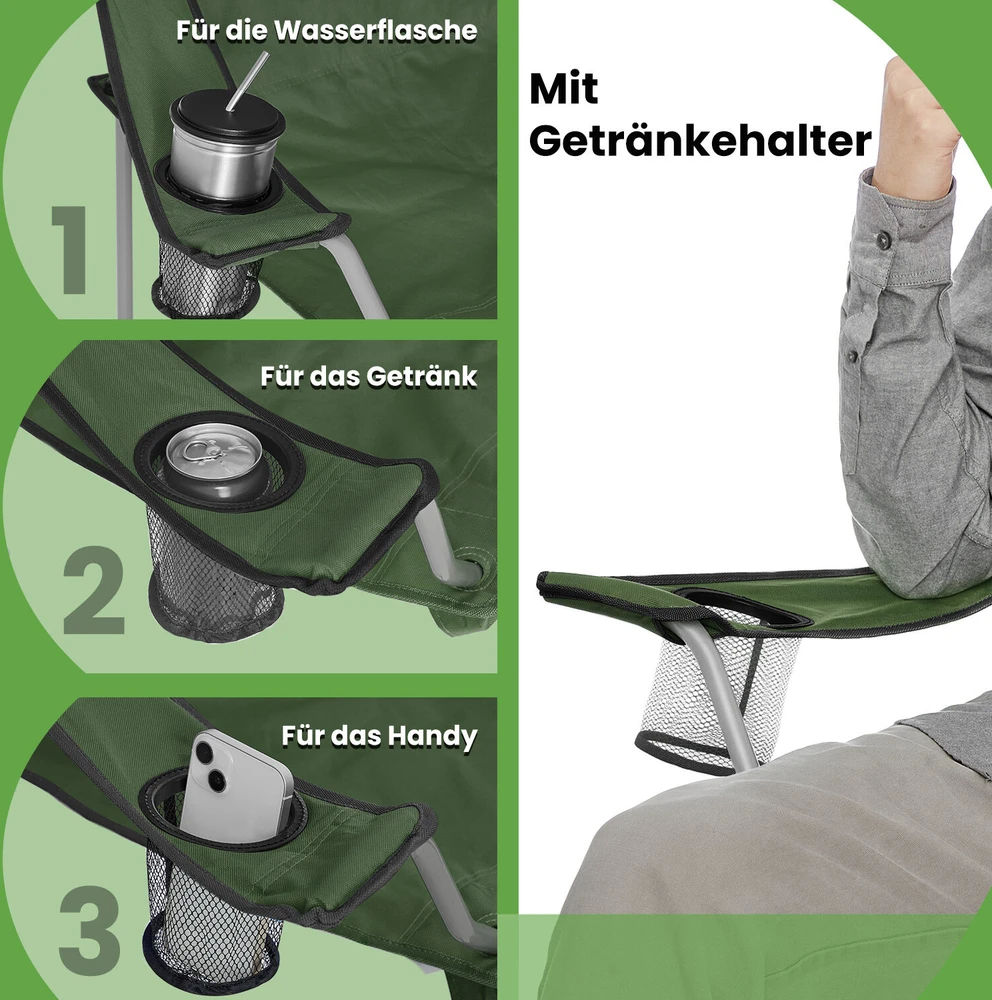 Songmics Stovyklavimo kėdžių rinkinys iš 2 dalių, sulankstomos kėdės, skirtos naudoti lauke, su porankiais