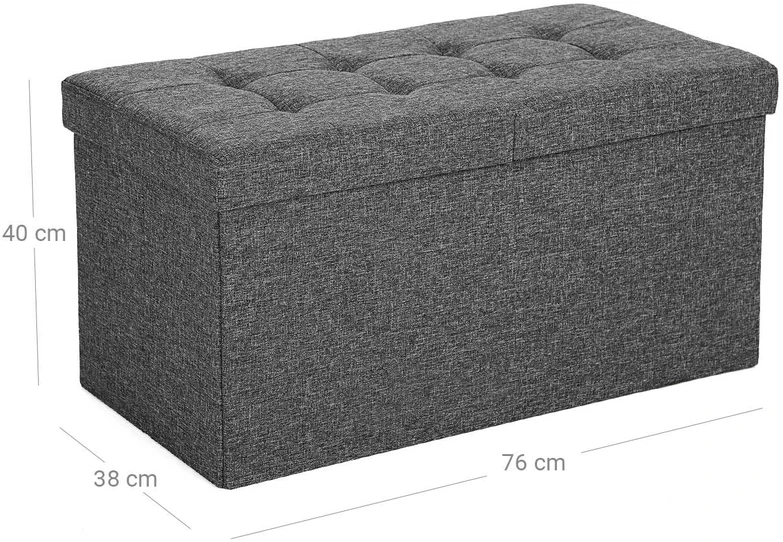 Songmics Suoliukas su atlenkiamu dangčiu 76 cm tamsiai pilkos spalvos