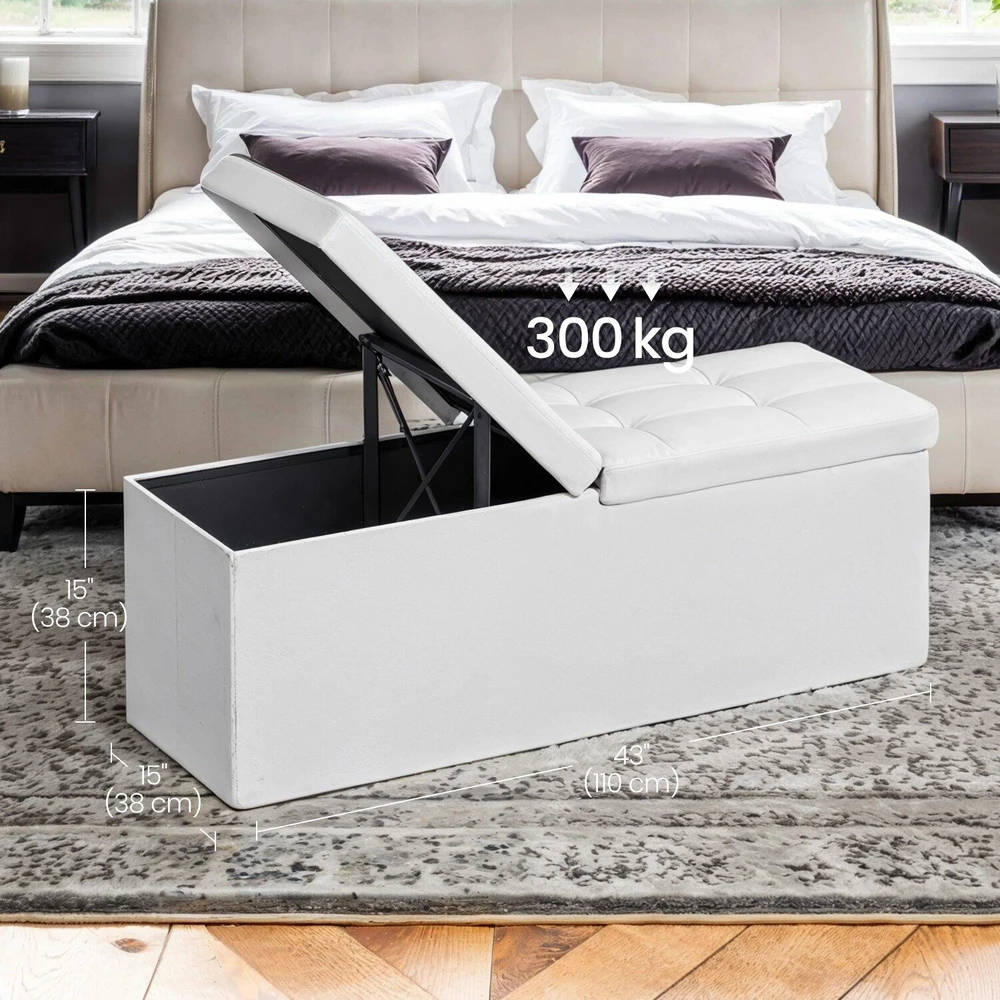 Songmics Pufas su daiktadėže, 110x38x38 cm, 300 kg talpa