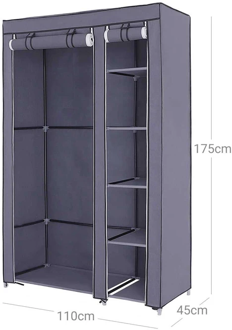 Songmics Medžiaginė spinta 110 x 175 cm Pilka