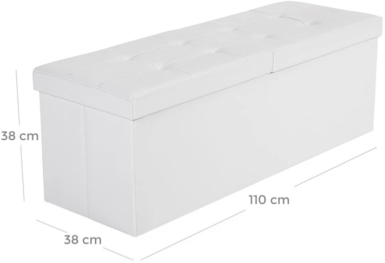 Songmics Suoliukas su atlenkiamu dangčiu 110 cm Baltas