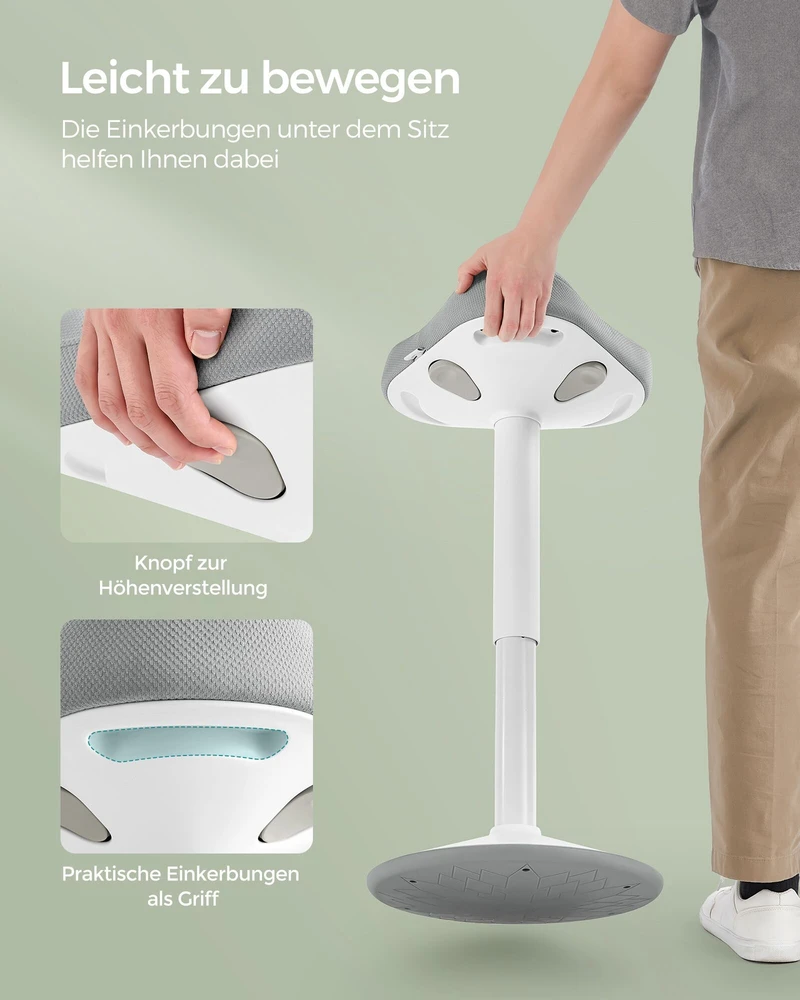 Songmics Reguliuojamo aukščio ir modernios pilkos spalvos stovima taburetė