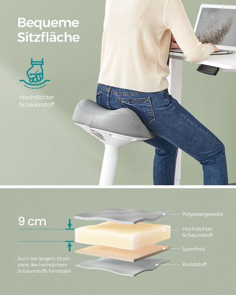 Songmics Reguliuojamo aukščio ir modernios pilkos spalvos stovima taburetė