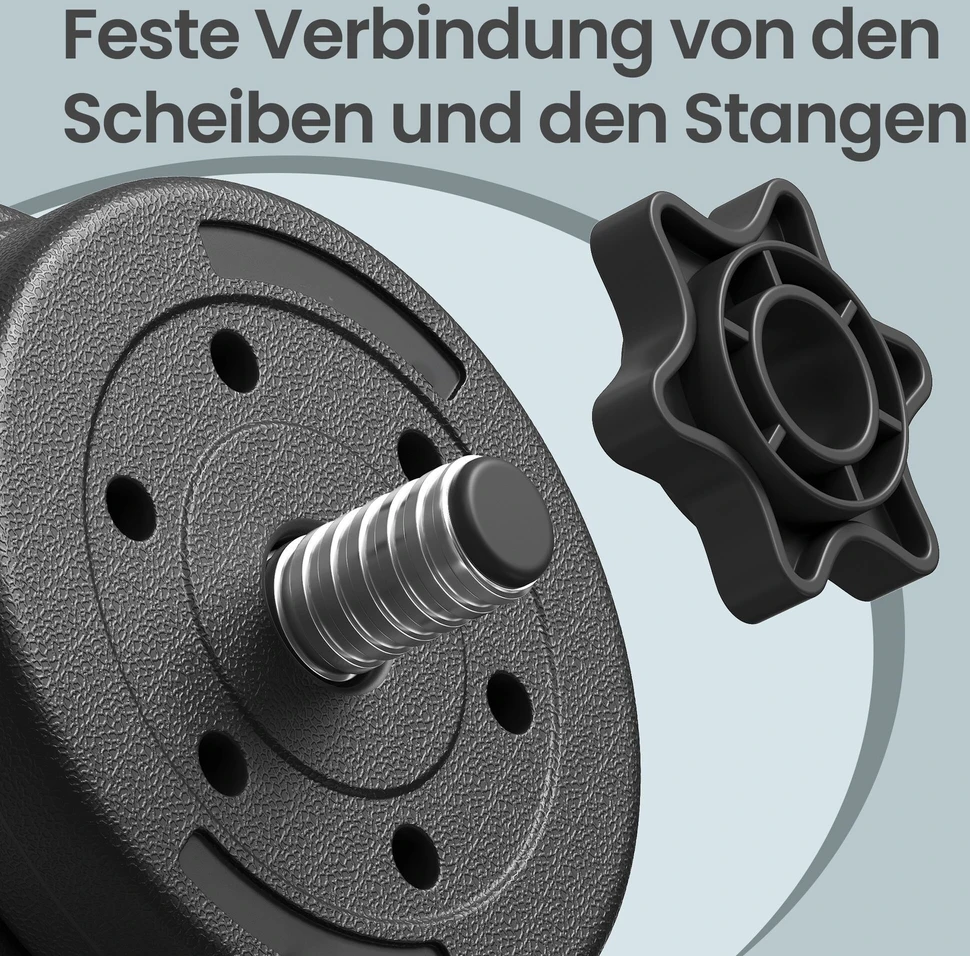 SONGMICS 2-in-1 hanteliai, hantelių rinkinys su jungiamuoju plieniniu vamzdžiu, 2 x 10 kg, juodos spalvos