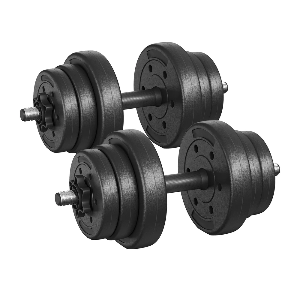 SONGMICS 2-in-1 hanteliai, hantelių rinkinys su jungiamuoju plieniniu vamzdžiu, 2 x 10 kg, juodos spalvos