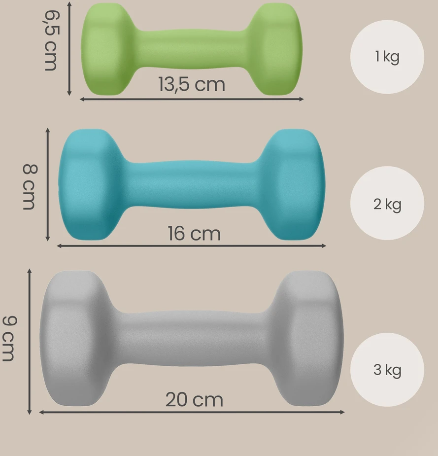 SONGMICS hantelių rinkinys, 3 poros, 2 x 1kg