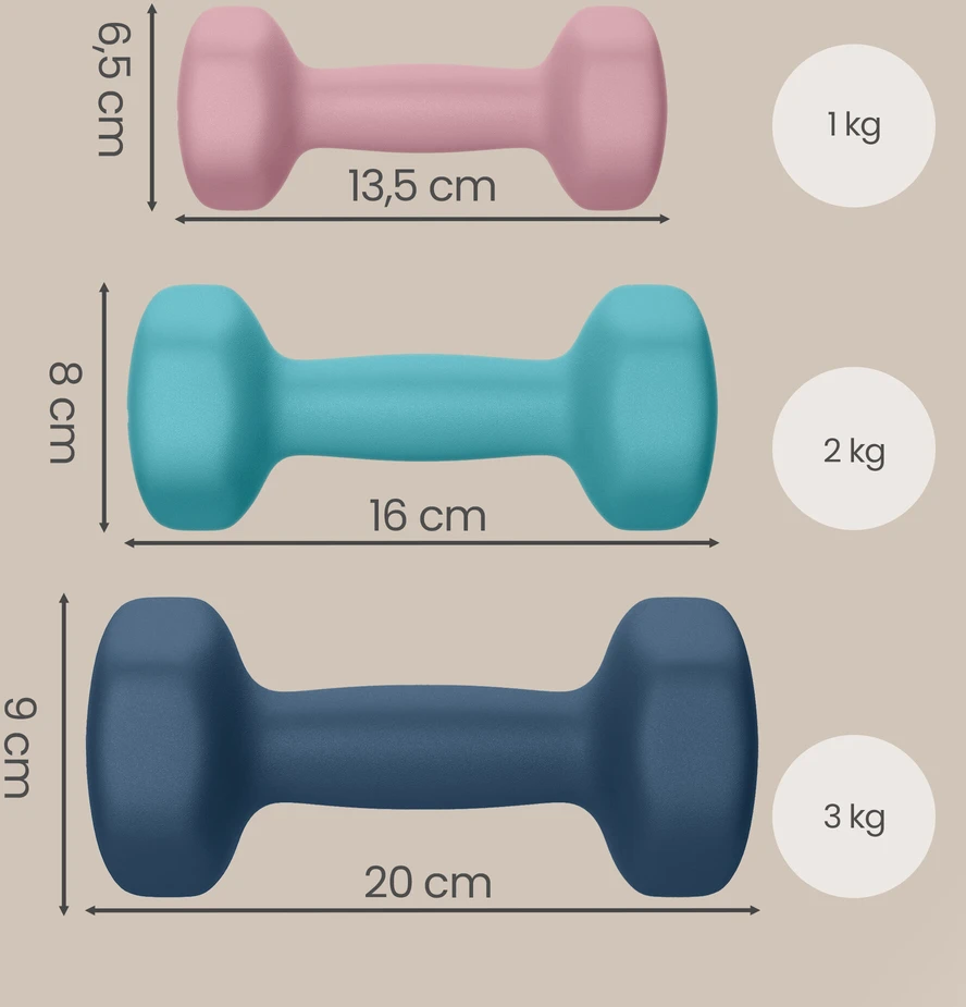 SONGMICS hantelių rinkinys, 3 poros, 2 x 1kg