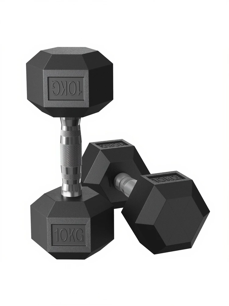 SONGMICS hantelių rinkinys, 2 vnt. hantelių rinkinys, šešiakampiai, trumpųjų hantelių rinkinys, 2 x 5kg, 2 x 10 kg, treniruotėms, fitneso treniruotėms, sunkiojo atletikos pratimams namuose, sporto salėje